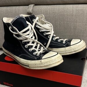 Converse Black High-Tops with White Details